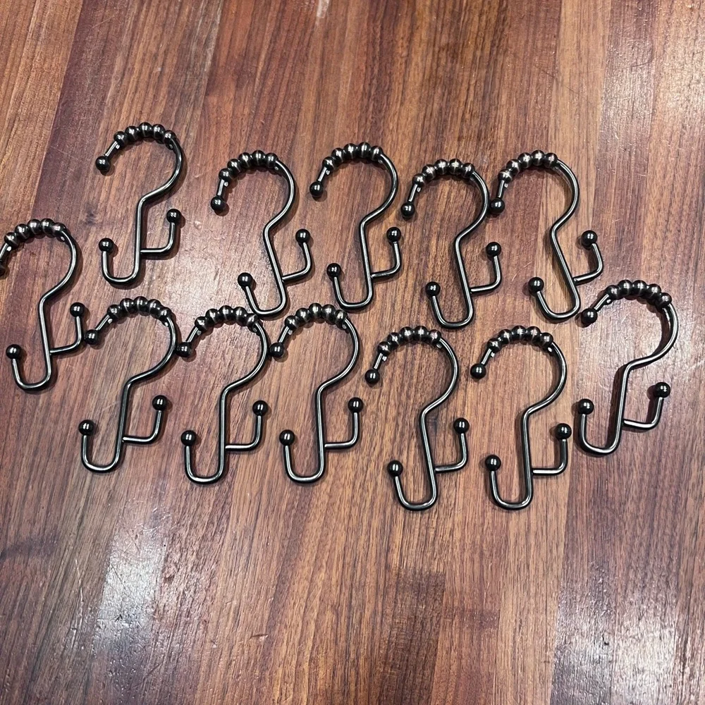 Shower Curtain Hooks with Rolling Balls,Double Rustproof - Dark Bronze